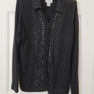 Oleg Cassini Black Sequin Cardigan